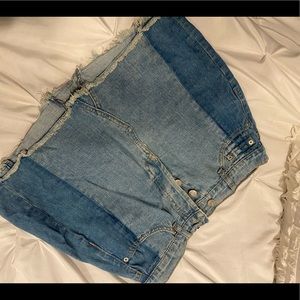 Forever 21 patch high waisted Jean skirt